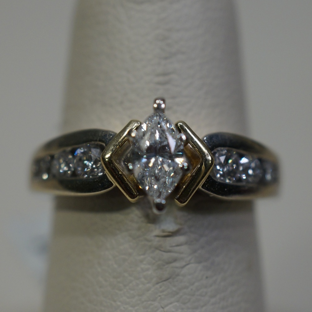 14K Two Tone Gold Genuine Diamond Engagement Ring
